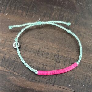 Pura Vida Blue String Bracelet w/ Pink Beads - Excellent Condition